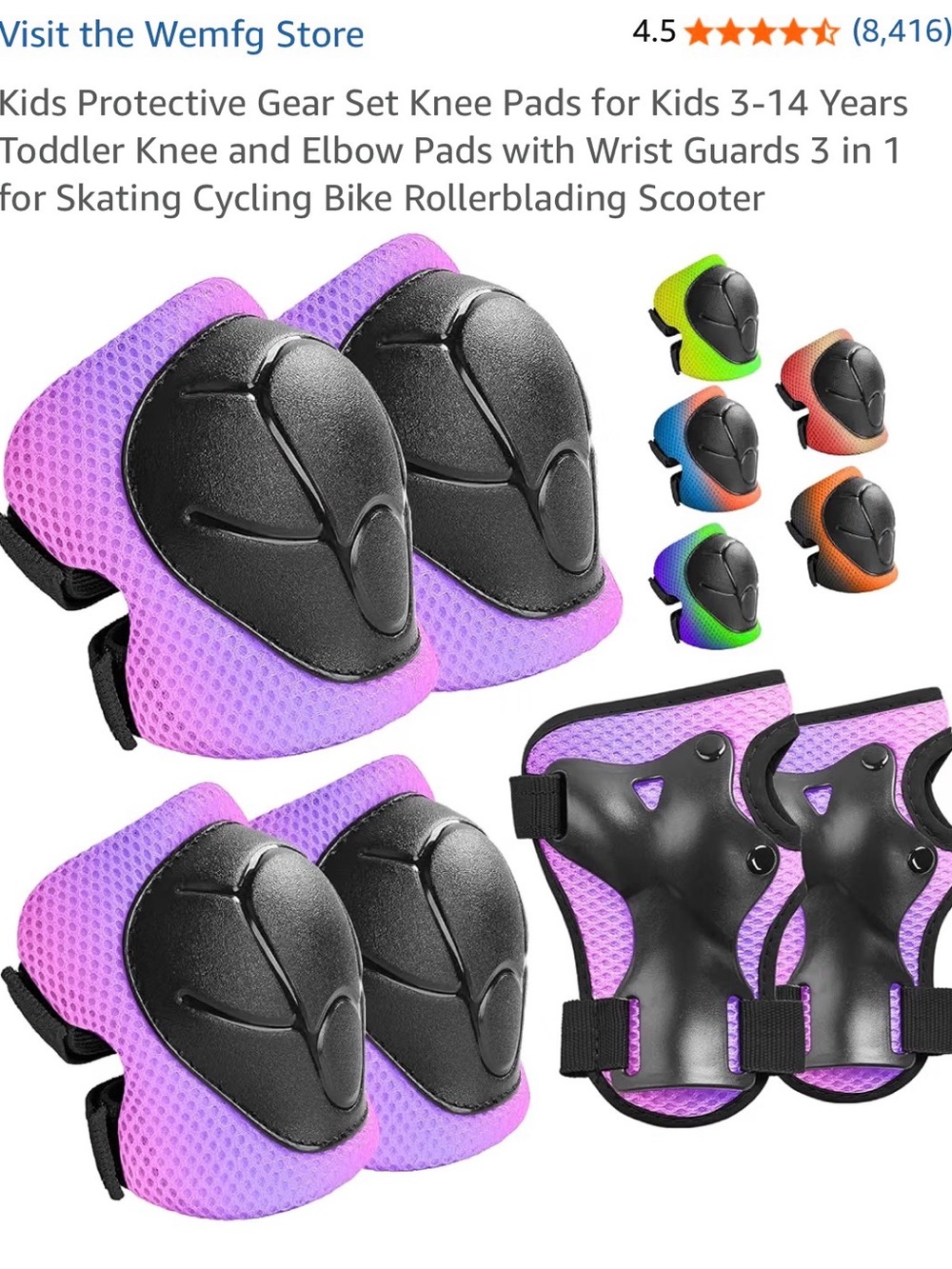 Kids 3-in-1 Protective Gear Set - Light Pink and Purple